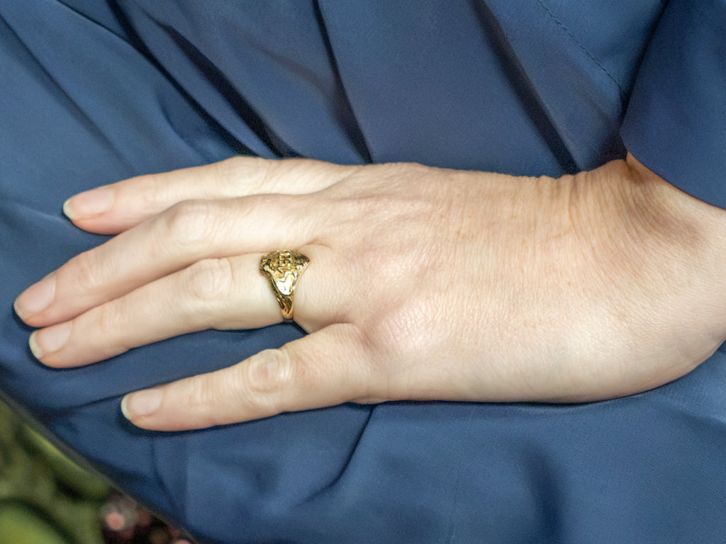 Antique "1926" Alligator Yellow Gold Signet Ring