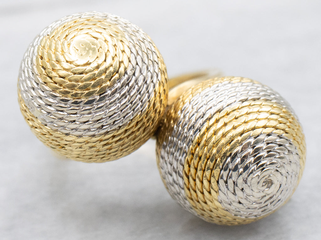 Vintage Italian Gold Diagonal Ball Bypass Ring