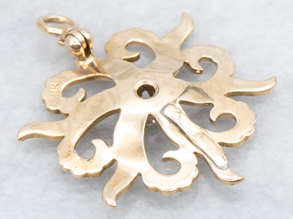 Starburst Old Mine Cut Diamond and Seed Pearl Antique Pendant