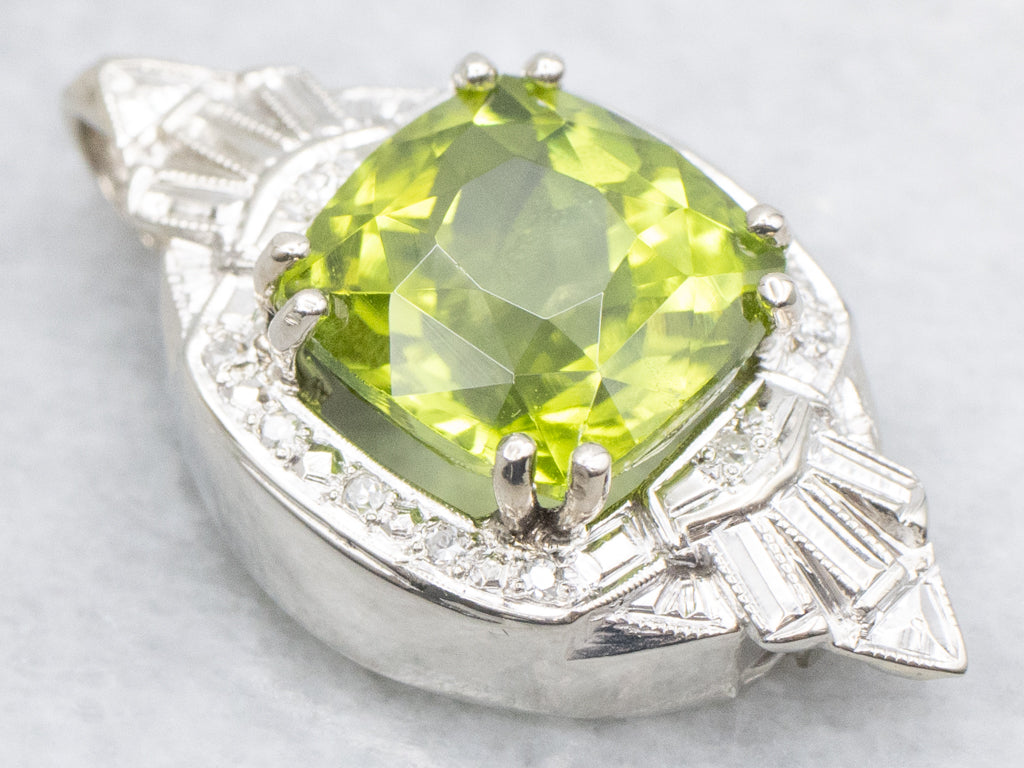 Peridot and Diamond Retro Era Watch Face Conversion Pendant