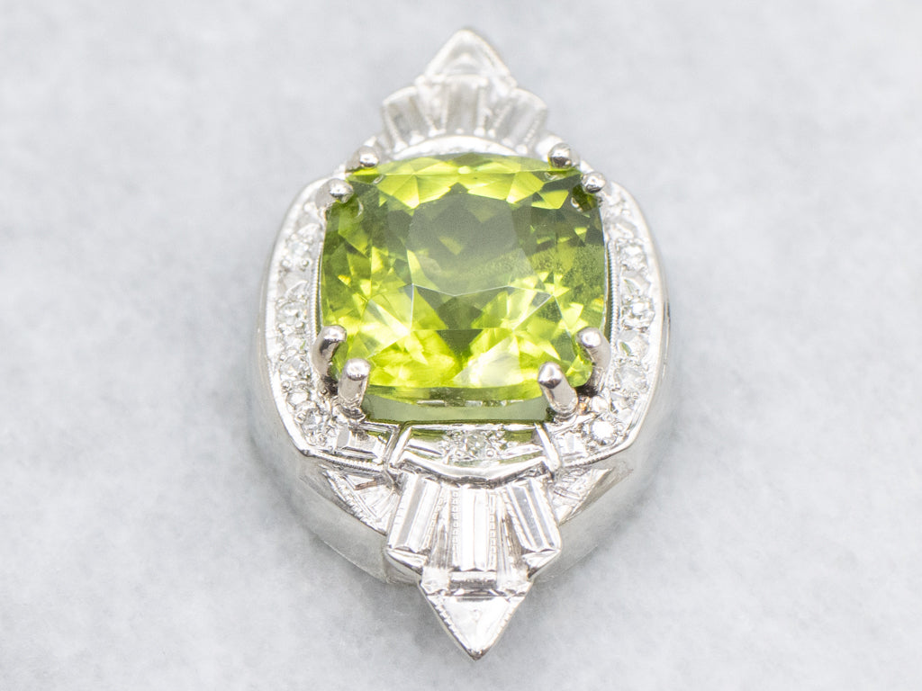 Peridot and Diamond Retro Era Watch Face Conversion Pendant