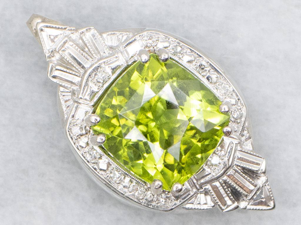 Peridot and Diamond Retro Era Watch Face Conversion Pendant