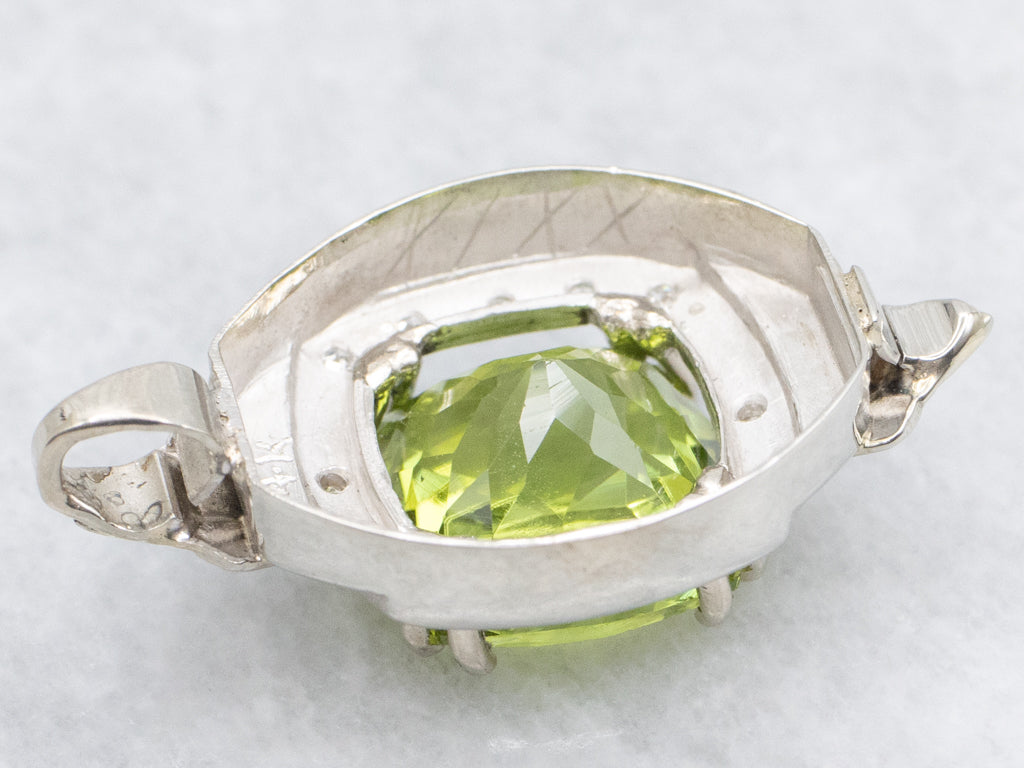 Peridot and Diamond Retro Era Watch Face Conversion Pendant