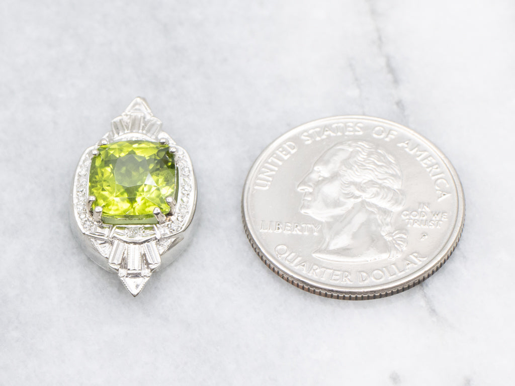 Peridot and Diamond Retro Era Watch Face Conversion Pendant