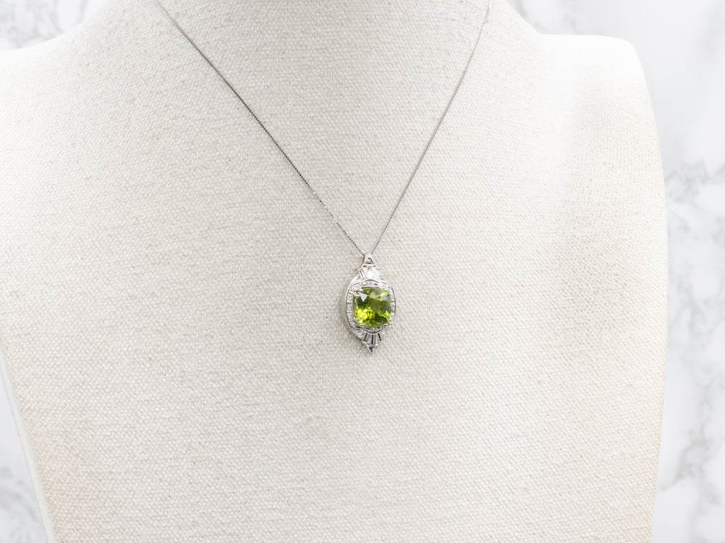 Peridot and Diamond Retro Era Watch Face Conversion Pendant