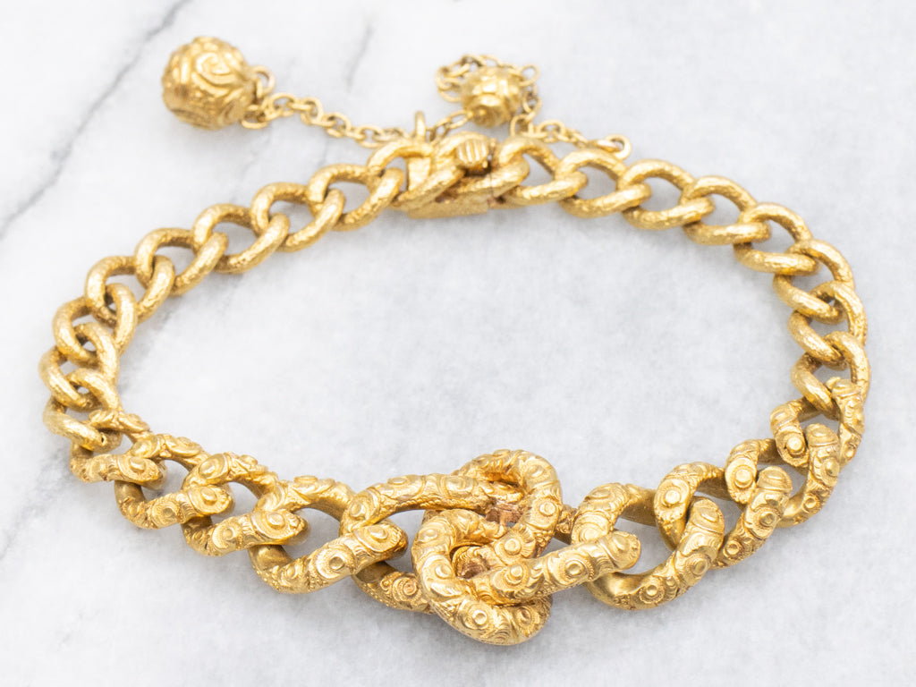 Georgian Ornate Hand-Chased Bracelet in Bloomed 18-Karat Yellow Gold