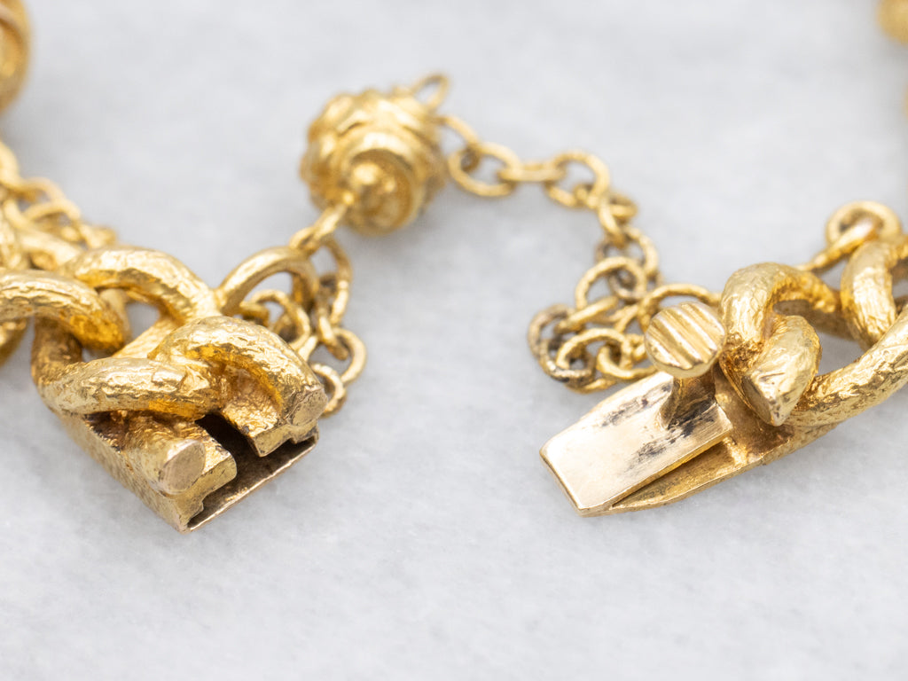 Georgian Ornate Hand-Chased Bracelet in Bloomed 18-Karat Yellow Gold