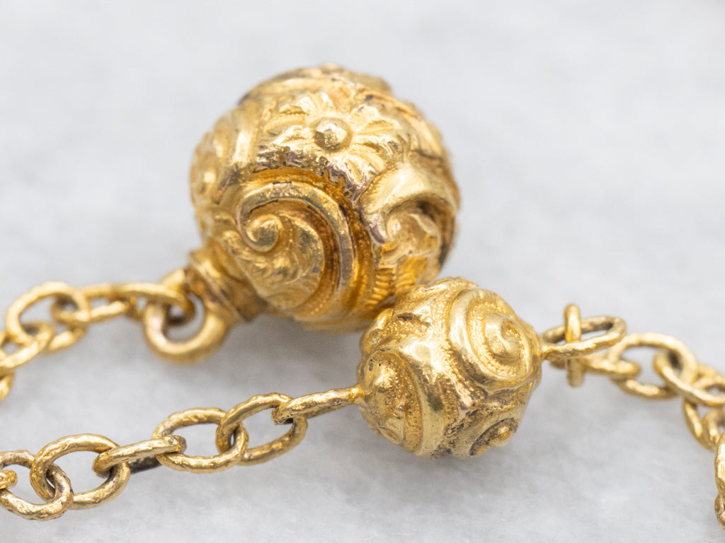 Georgian Ornate Hand-Chased Bracelet in Bloomed 18-Karat Yellow Gold