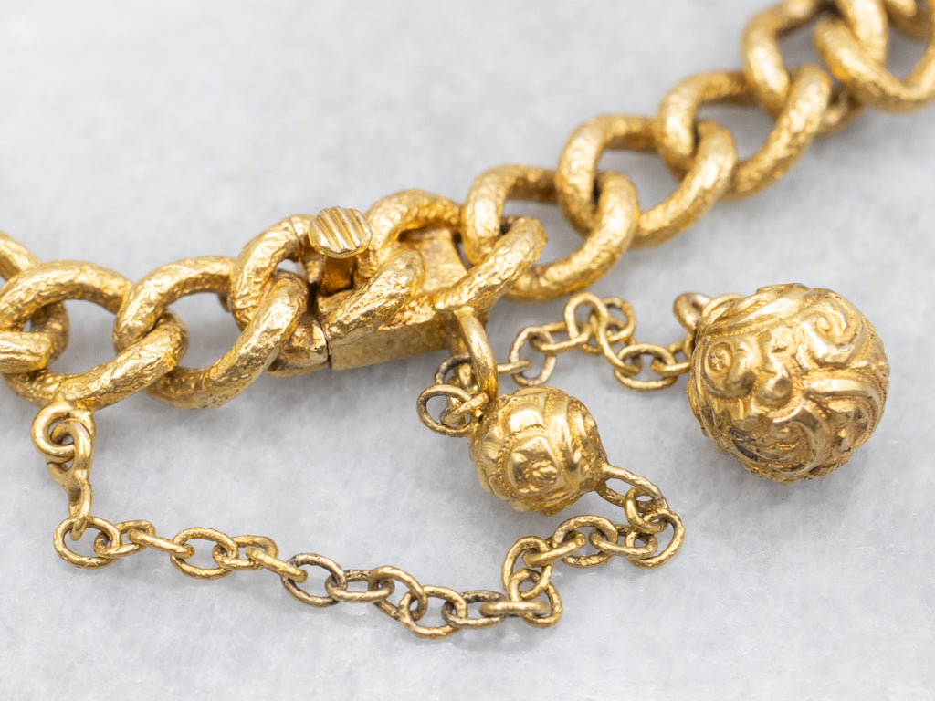 Georgian Ornate Hand-Chased Bracelet in Bloomed 18-Karat Yellow Gold
