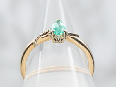 Modern Pear Cut Emerald Solitaire Engagement Ring