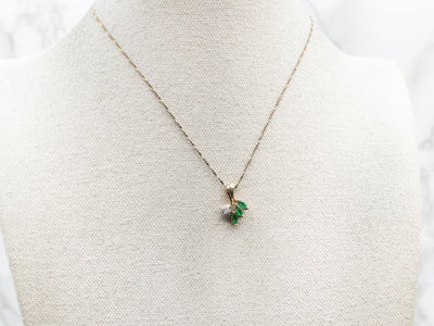 Botanical Marquise Cut Emerald and Diamond Pendant