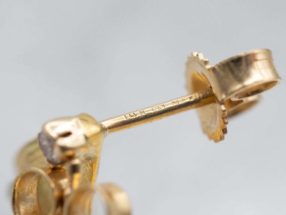 Antique Elements, Botanical Diamond and Gold Earrings