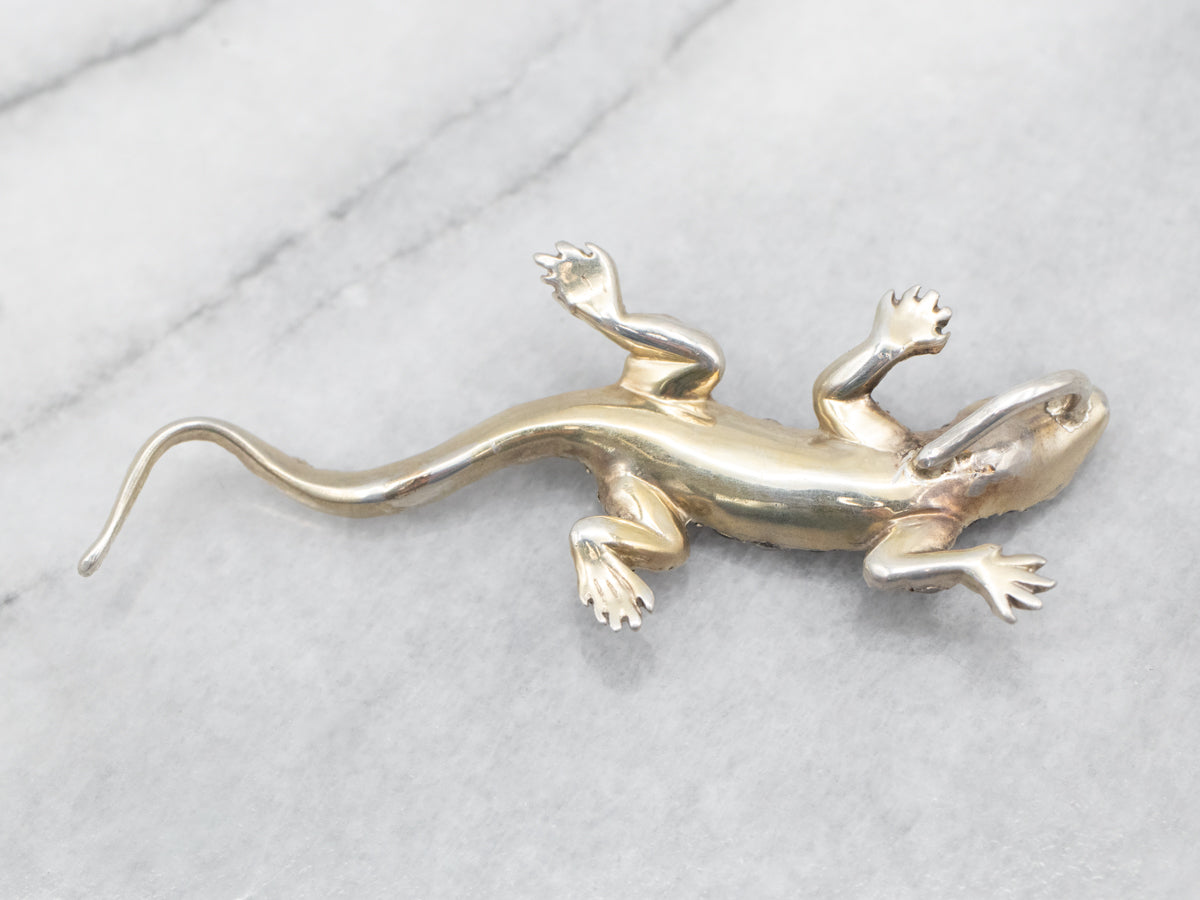 Sterling Silver Gemstone Lizard Pendant