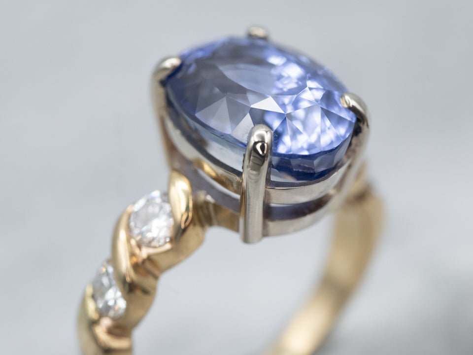 Important Ceylon Sapphire and Diamond Cocktail or Engagement Piece