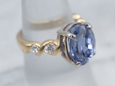 Important Ceylon Sapphire and Diamond Cocktail or Engagement Piece