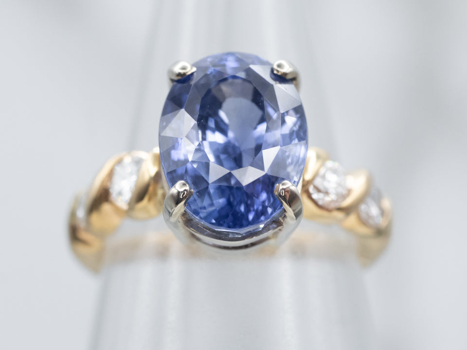 Important Ceylon Sapphire and Diamond Cocktail or Engagement Piece