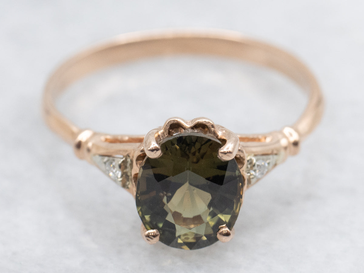 The Madeline Rose Gold Kornerupine and Diamond Ring by Elizabeth Henry