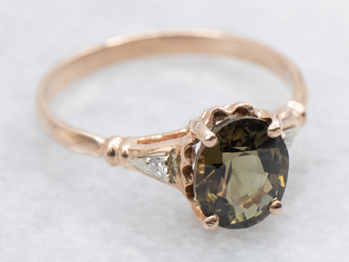 The Madeline Rose Gold Kornerupine and Diamond Ring by Elizabeth Henry