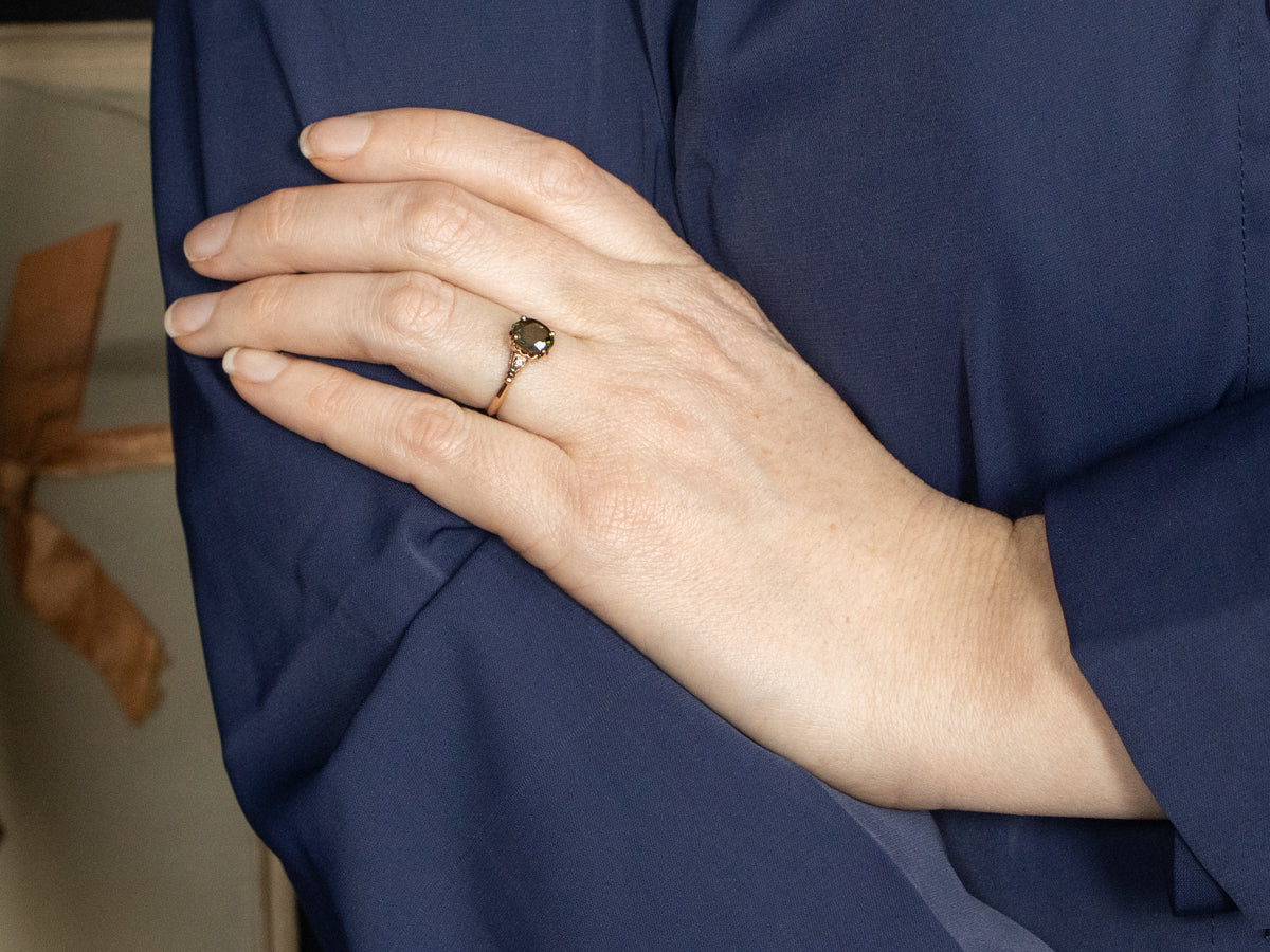 The Madeline Rose Gold Kornerupine and Diamond Ring by Elizabeth Henry