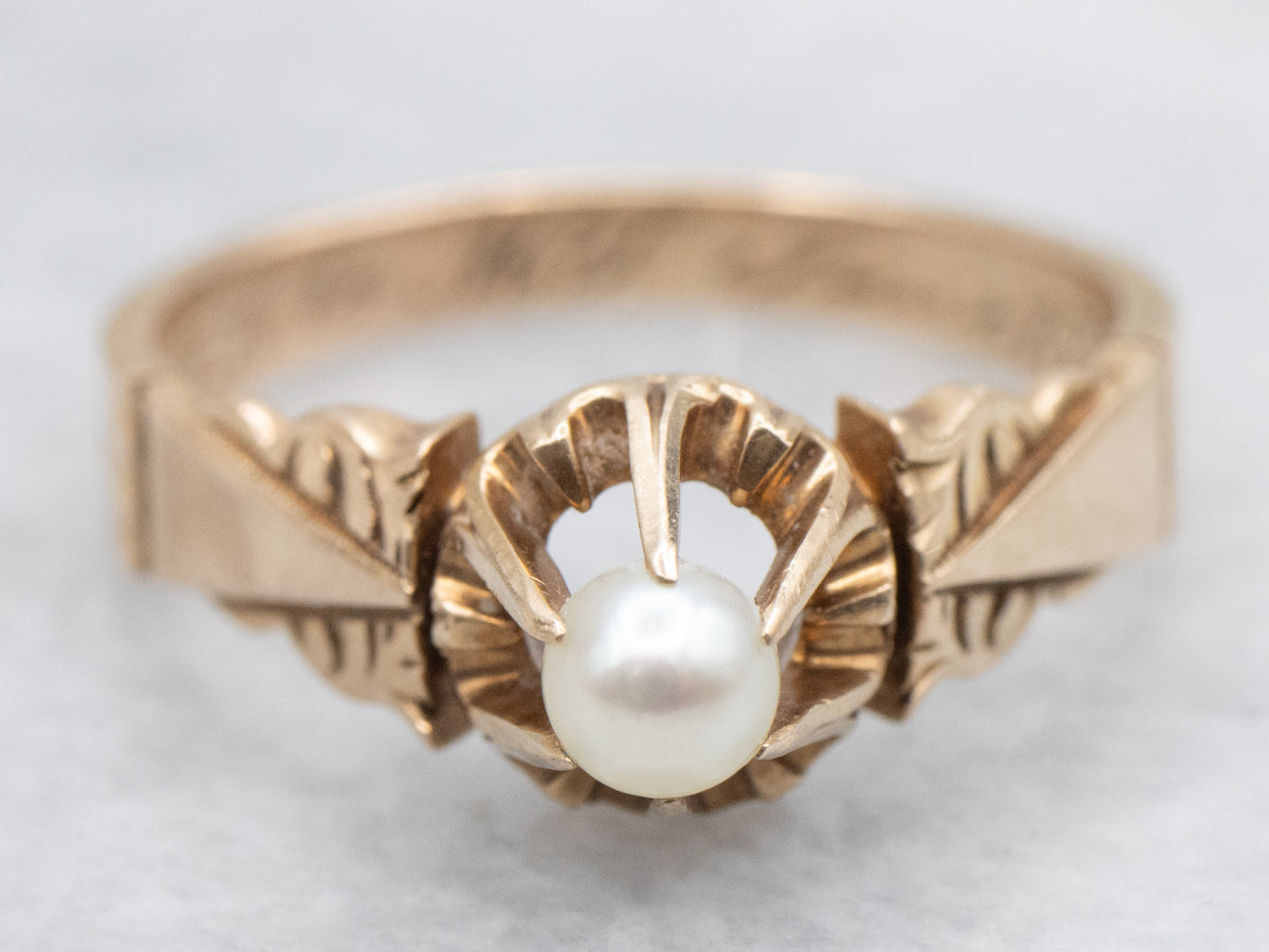 Victorian Gold and Pearl Solitaire Ring