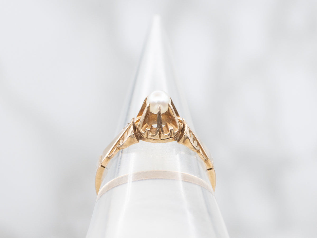 Victorian Gold and Pearl Solitaire Ring