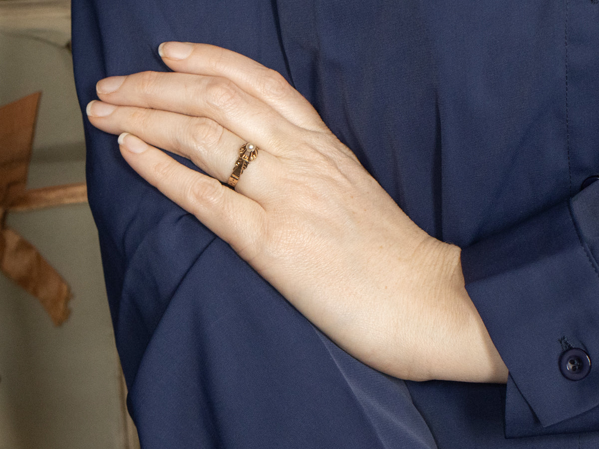 Victorian Gold and Pearl Solitaire Ring