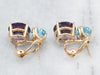 Bold Blue Topaz and Synthetic Alexandrite Stud Earrings