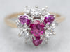 Vintage White Gold Ruby and Diamond Side Stone Ring