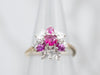 Vintage White Gold Ruby and Diamond Side Stone Ring