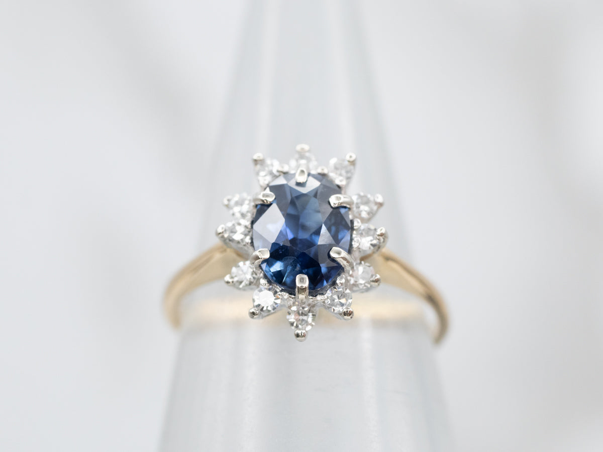 Classic Sapphire and Diamond Halo Ring