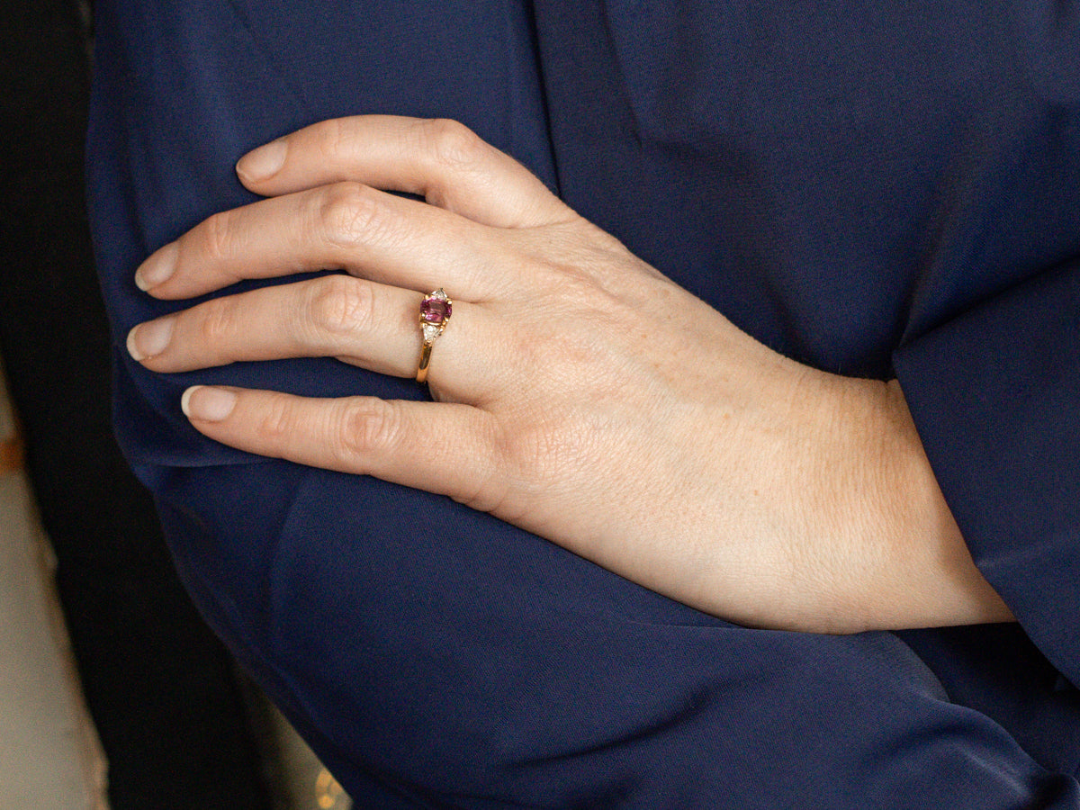 Ruby and Trillion Diamond Accent Engagement Ring