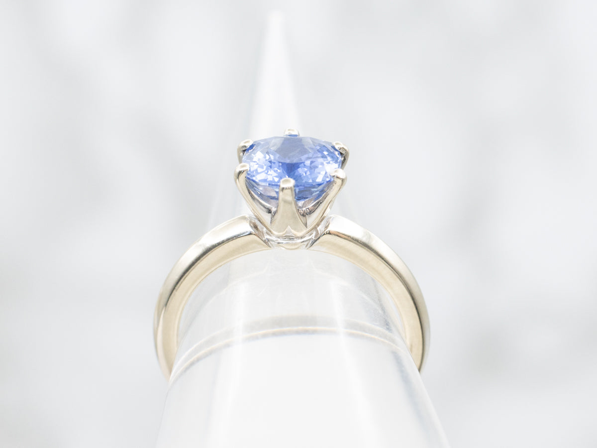 White Gold Cushion-Cut Sapphire Solitaire Ring