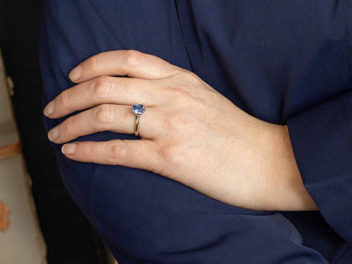 White Gold Cushion-Cut Sapphire Solitaire Ring