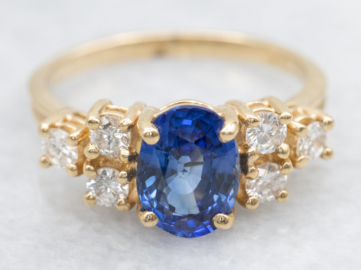 Classic Sapphire and Diamond Ring in Yellow Gold