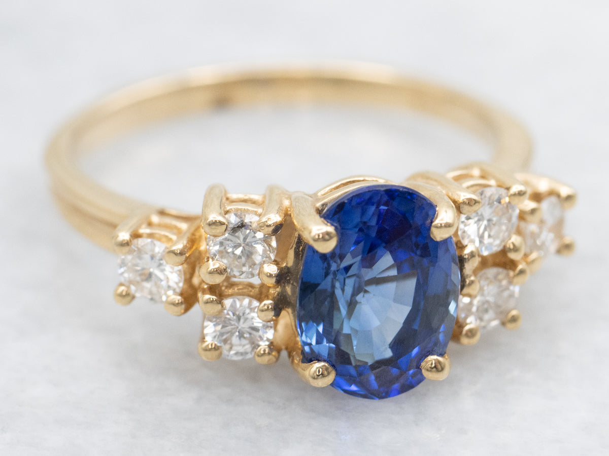 Classic Sapphire and Diamond Ring in Yellow Gold