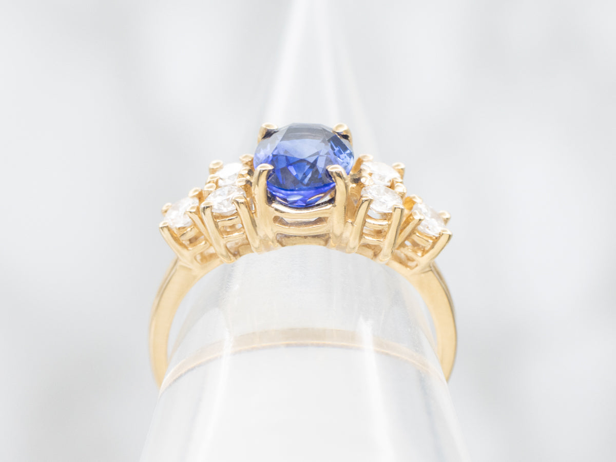 Classic Sapphire and Diamond Ring in Yellow Gold