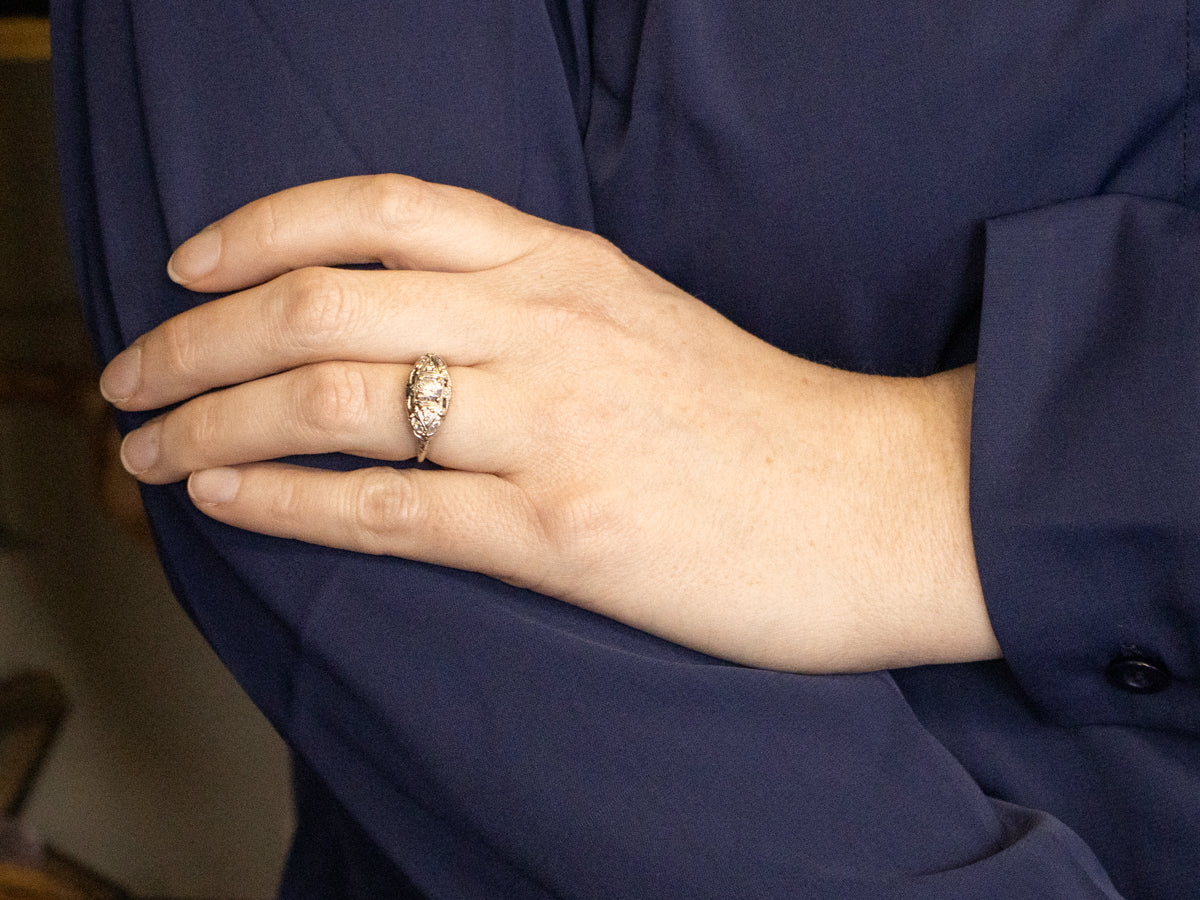 Art Deco White Gold Diamond Engagement Ring