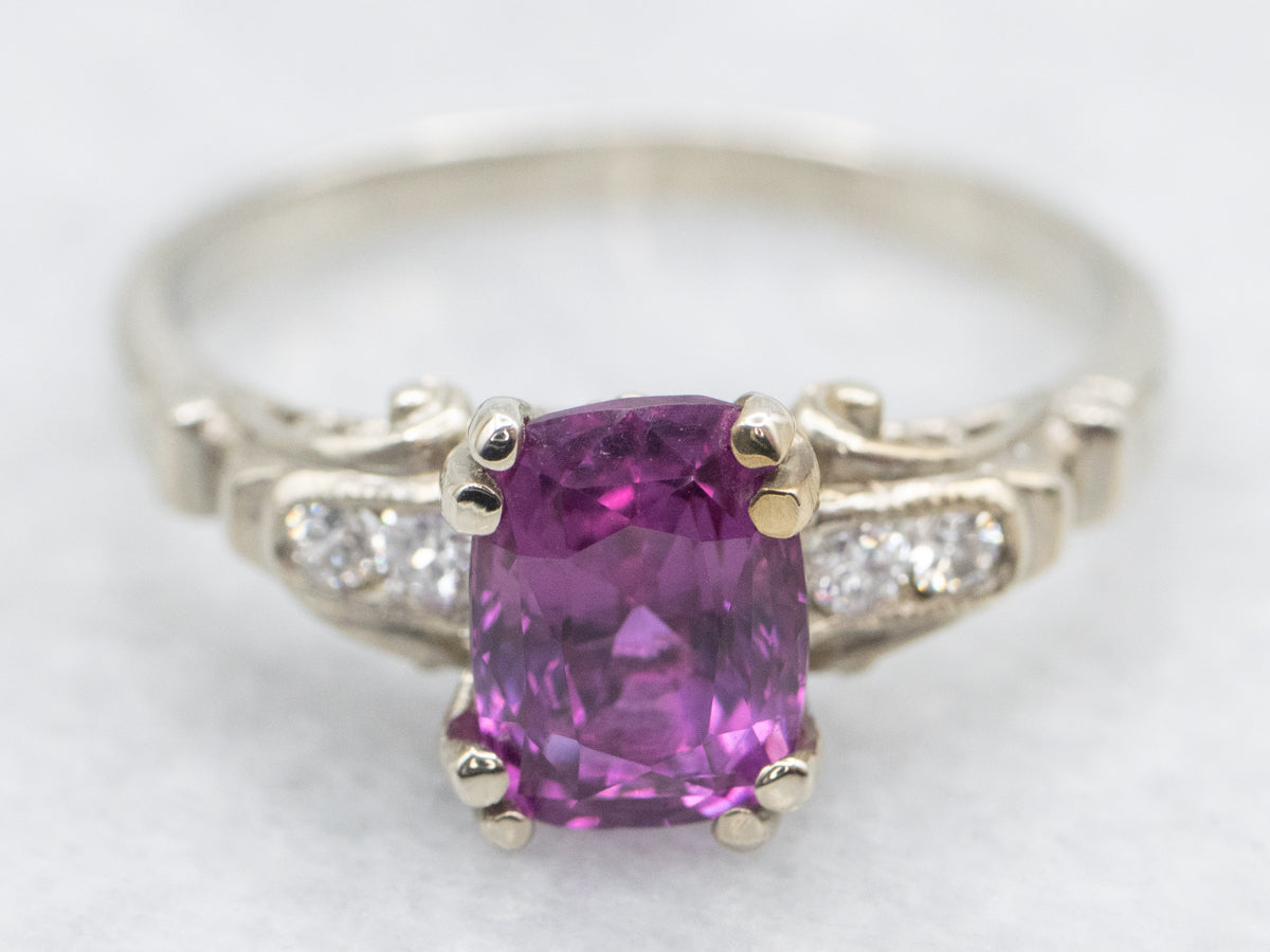 Pink Sapphire and Diamond Hathaway Ring by Elizabeth Henry