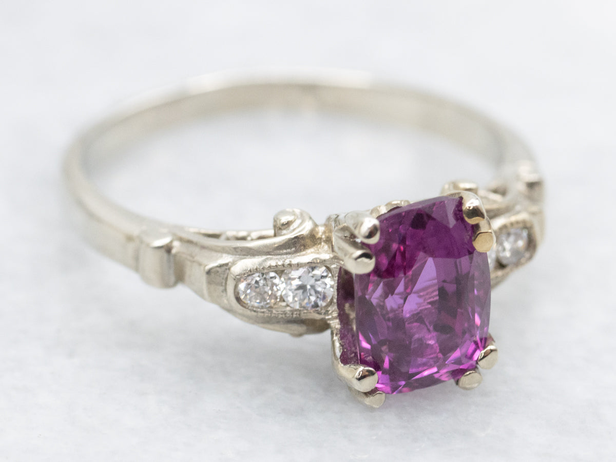 Pink Sapphire and Diamond Hathaway Ring by Elizabeth Henry