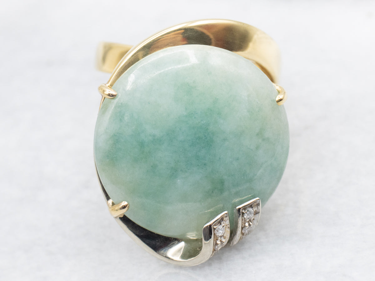 Modernist Jade and Diamond Statement Ring