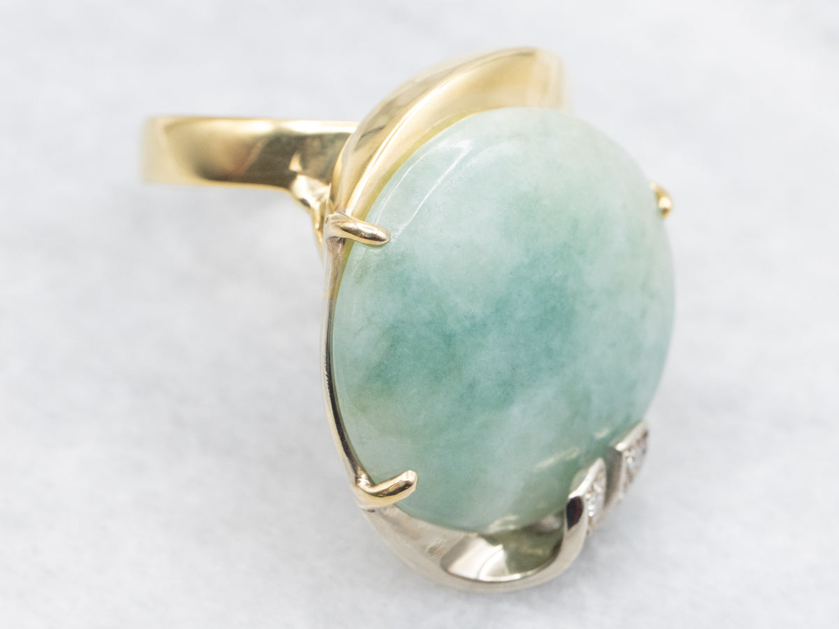 Modernist Jade and Diamond Statement Ring