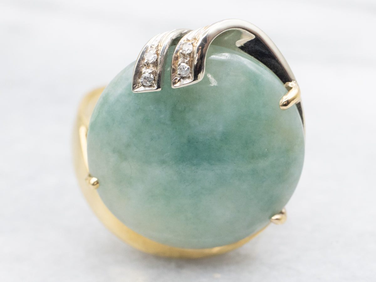 Modernist Jade and Diamond Statement Ring