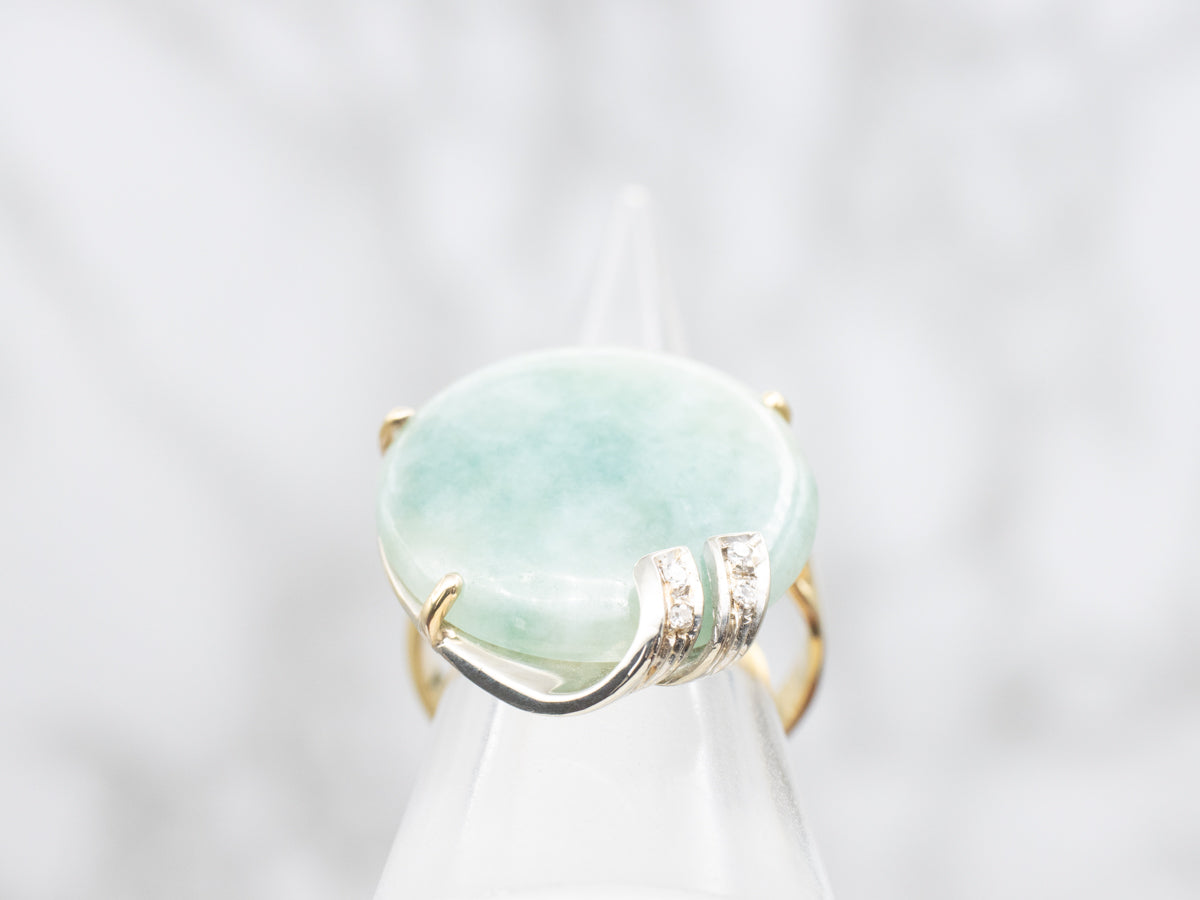 Modernist Jade and Diamond Statement Ring