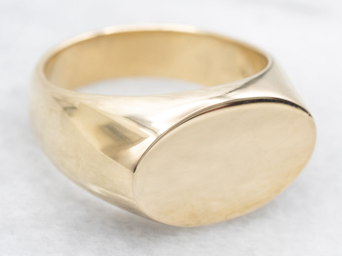 Bold Yellow Gold Unisex Signet Ring