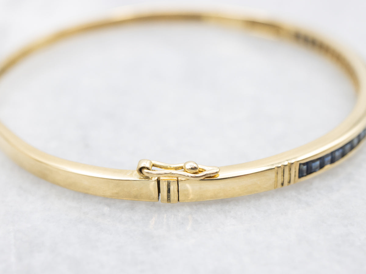 Sapphire and Diamond Hinged Bangle Bracelet