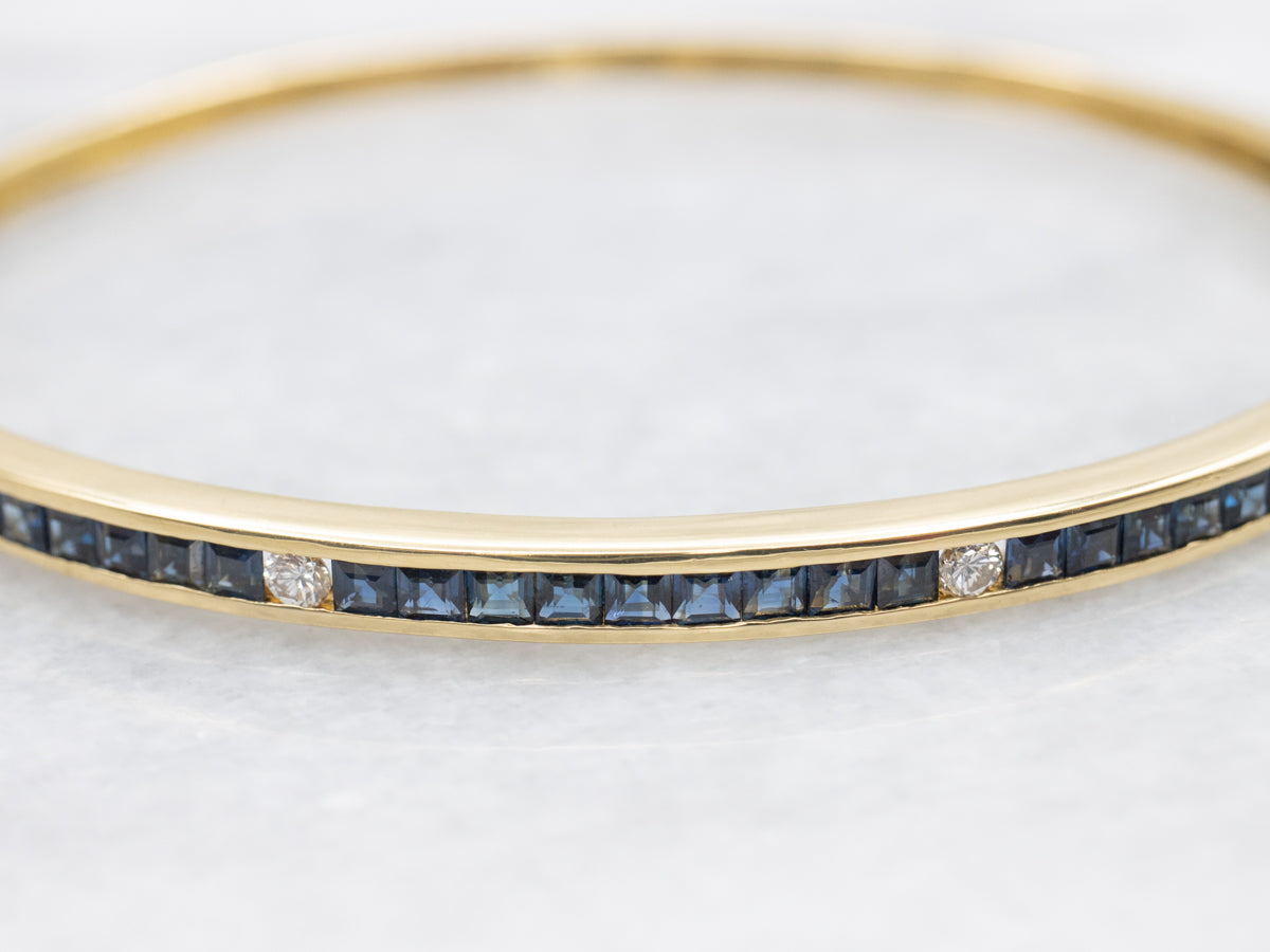Sapphire and Diamond Hinged Bangle Bracelet