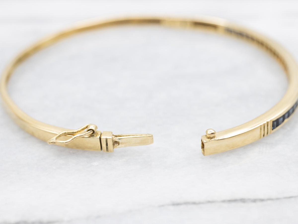 Sapphire and Diamond Hinged Bangle Bracelet