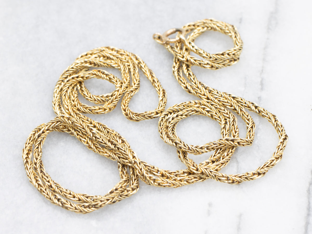 Cadena trenzada de trigo de oro amarillo pesado de 14 quilates