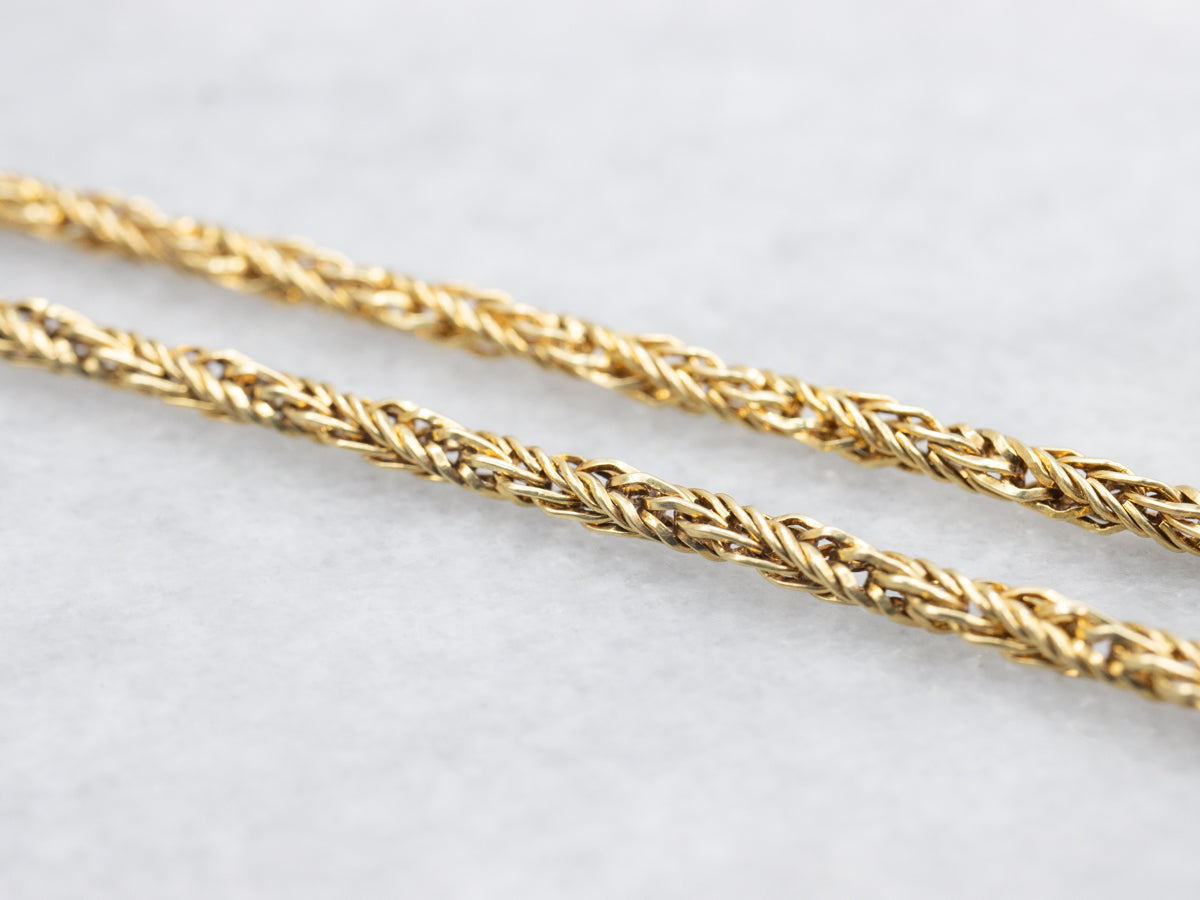 Cadena trenzada de trigo de oro amarillo pesado de 14 quilates