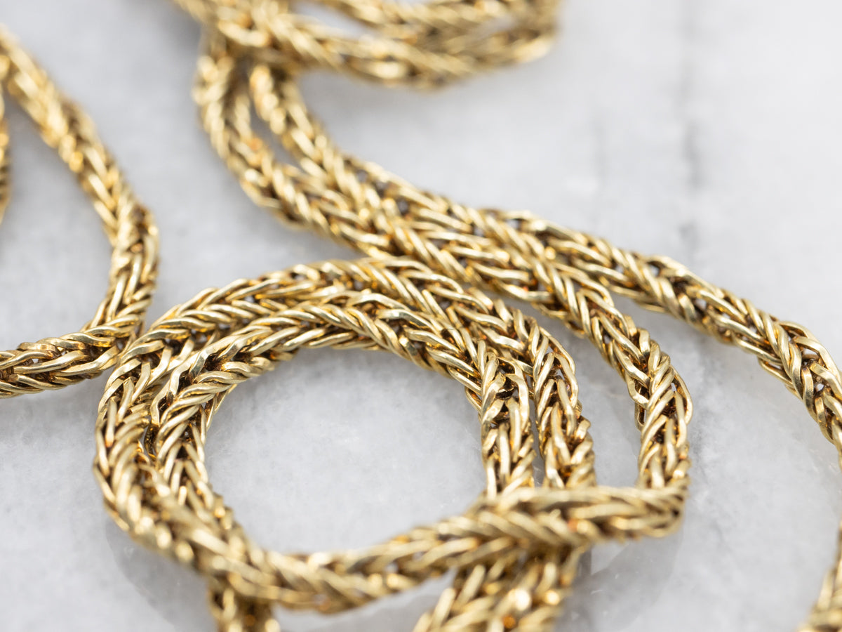 Cadena trenzada de trigo de oro amarillo pesado de 14 quilates